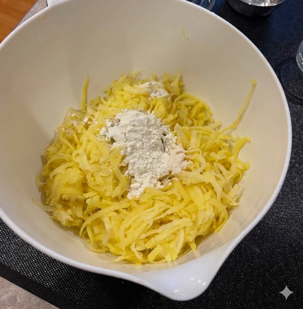 pefectly golden potato pancakes prep