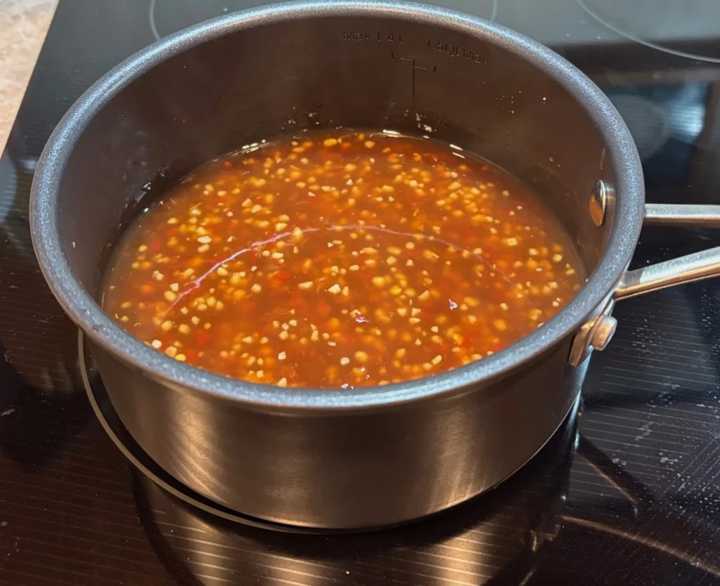 sweet and spicy chicken with mixed vegetables sauce