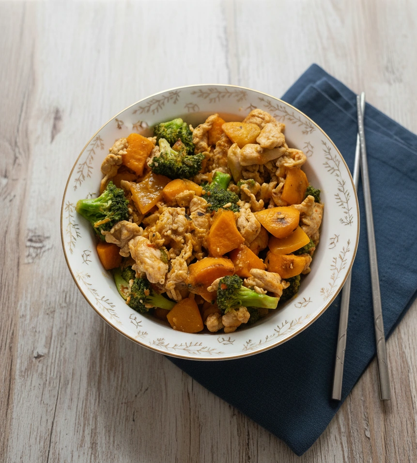 sweet and spicy chicken with mixed vegetables