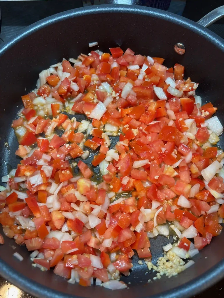 Spanish Style Turkey Sausage Paella turkey sausage paella cook dice veggies