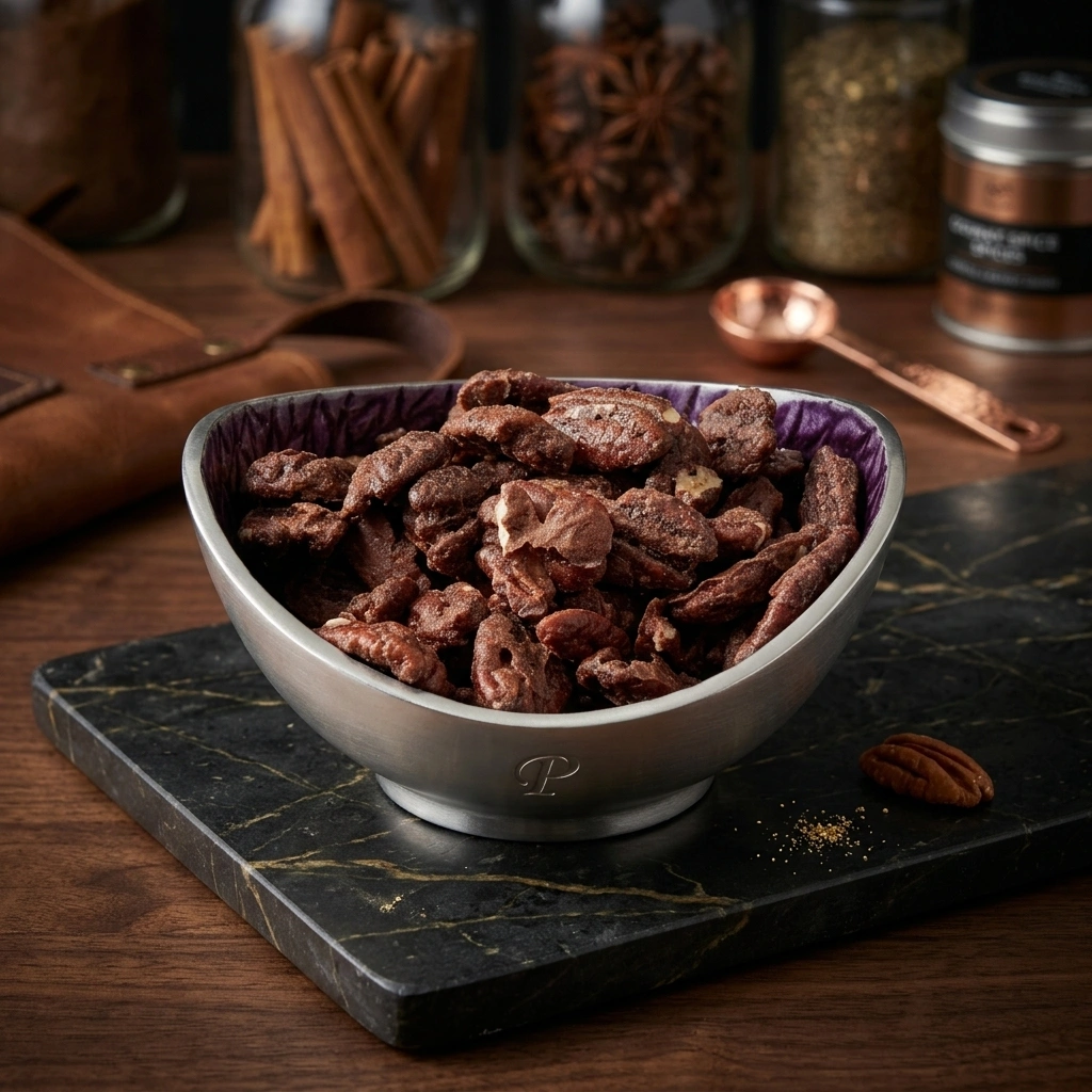 crunchy cinnamon sugar free candied pecans hero