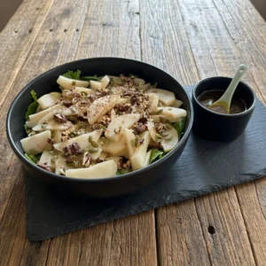 apple and pear salad with candied pecans hero