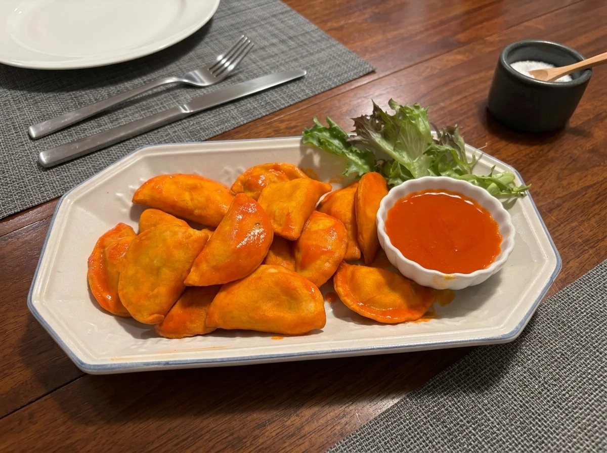 crispy buffalo pierogies