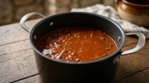rich stout & coffee beef chili hero
