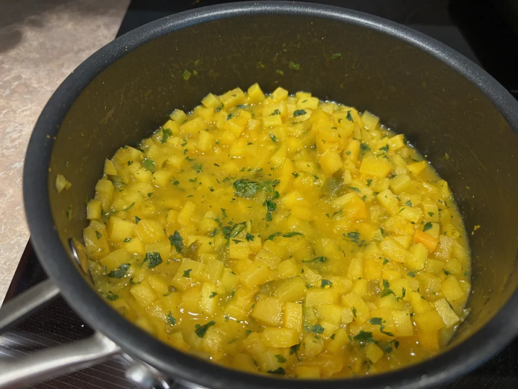 Roasted Jalapeno Clementine Peach Chutney roasted jalapeño clementine peach chutney stir